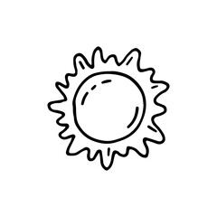 A planet is a celestial body that orbits around a star. Doodle. Vector illustration. Hand drawn. Outline.