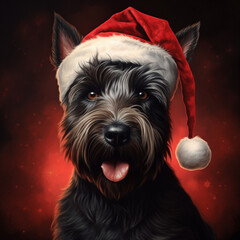 Weihnachtshund, Scottish Terrier mit Weihnachtsmütze, santa's hat, Christmas dog