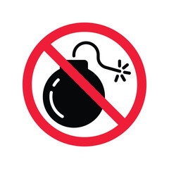 Forbidden Prohibited Warning, caution, attention, restriction label danger. Do not use Bomb icon. No Bomb flat sign design. Boom vector icon. Bomb symbol pictogram