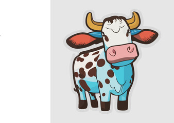 Cute cow icon. Sticker for social networks, graphic element for website. Animals, mammal, fauna and nature, farming and agriculture. Toy and mascot for children. Cartoon flat vector 