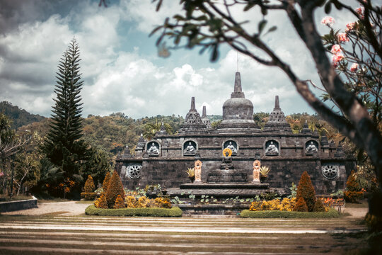 Landscape with buddhist temple in Indonesia, Bali