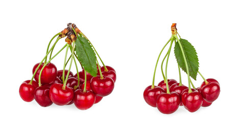Sweet cherry fruits isolated on a white background