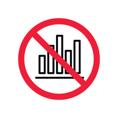 Forbidden Prohibited Warning, caution, attention, restriction label danger. Do not use Chart vector icon. Graph flat sign design. No Infographic chart symbol pictogram