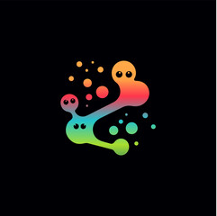 Logo1646Playful virus isolated icon. Colorful and childlike bacteria sign. Abstract logo Template for education and entertainment. Vector illustration.