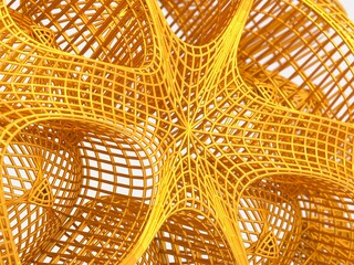 Abstract golden mesh background. Gold pattern and isolated white background.