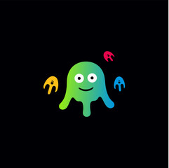 Logo1646Playful virus isolated icon. Colorful and childlike bacteria sign. Abstract logo Template for education and entertainment. Vector illustration.