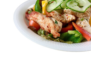 Chicken salad close up with copy space isolated png file