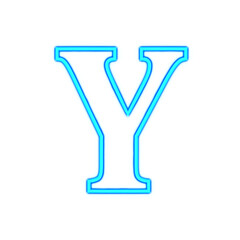 大文字のY。青く光るネオンのアルファベット