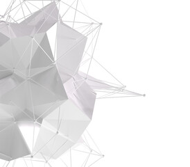 Abstract 3d white geometrical background. Geometric low poly shape and isolated white background.