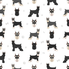 Miniature schnauzer dogs seamless pattern