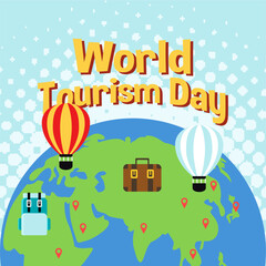 International world tourism day background illustration. World tourism day illustration web banner