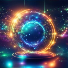 Fototapeta premium Data science and big data technology. Big data analytics visualizing complex data set on touchscreen. Data mining. universe