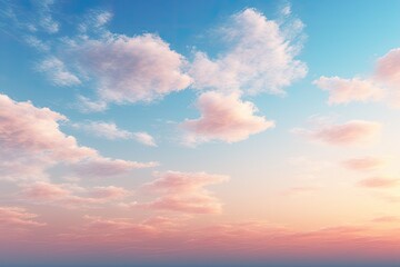 Naklejka na ściany i meble Blue sky colored with sunset light and pastel colors, background. Generative Ai.