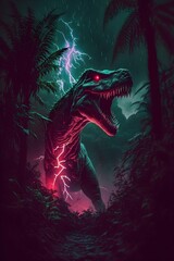 trex in jungle professional color grading soft shadows no contrast clean sharp focus film photographythunderstorm and lightning theme1neon color theme1unsplash1 
