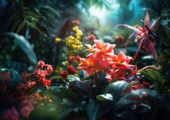Fototapeta na wymiar Blossoming Wilderness. Digital Illustration. Generative ai.