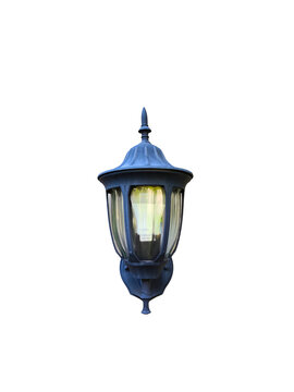 white background image (isolated) Lamp attached to the wall of the house for outdoor use
