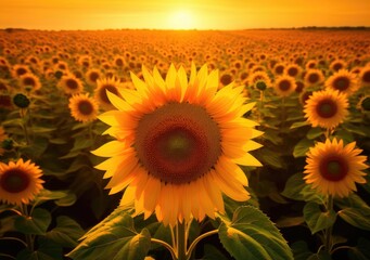 Sunflower Symphony: Beauty in the Fields. Digital Illustration. Generative ai.