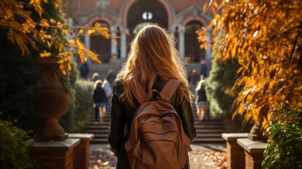 student with backpack on the way to school, back to school