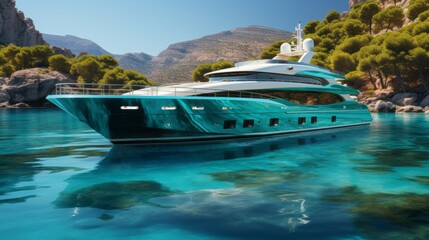 Fototapeta na wymiar yacht or luxury boat anchored in the sea
