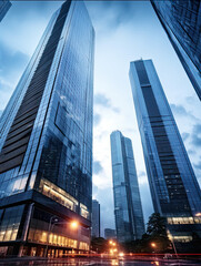 Obraz premium Skyward Heights: Embracing the Majesty of Skyscrapers! Generative AI Technology