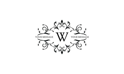 Calligraphic elegant initial W logo design. Emblem for royalty, business card, boutique, hotel, restaurant, cafe, jewelry.