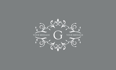 An elegant floral monogram design template for one or two letters, for example G. Wedding monogram. Vector illustration of the logo.