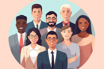 Cartoon characters of a confident businessman and businesswoman strike professional pose, embodying dynamic corporate team with smart and self-assured demeanor. Generative AI.