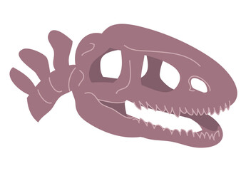 Dinosaur skull skeleton. Ancient lizard. Scary monster predator with teeth. The science of paleontology. Archeology and fossil. Cartoon vector illustration isolated on white background
