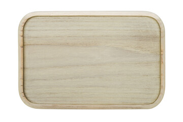 Wooden tray top view isolated background png.