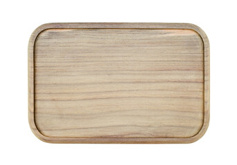 Wooden tray top view isolated background png.
