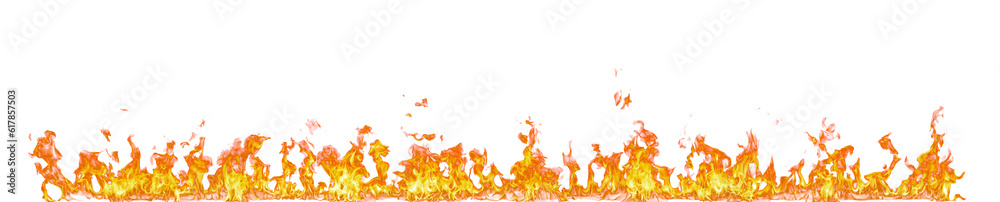 Poster Fire flame on transparent background isolated png..