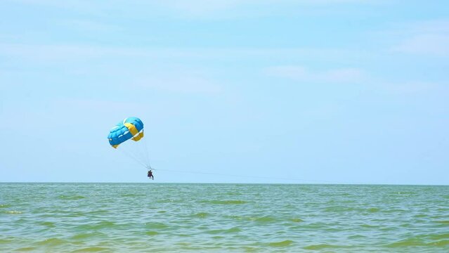 Parasailing is a popular pastime in many resorts around the world. The active form of relaxation.