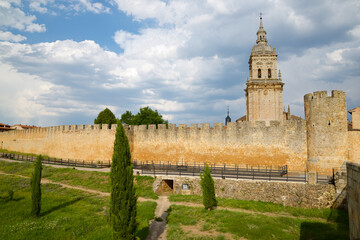 Wall and tower of the cathedral in El Burgo de Osma, Castilla Leon in Spain