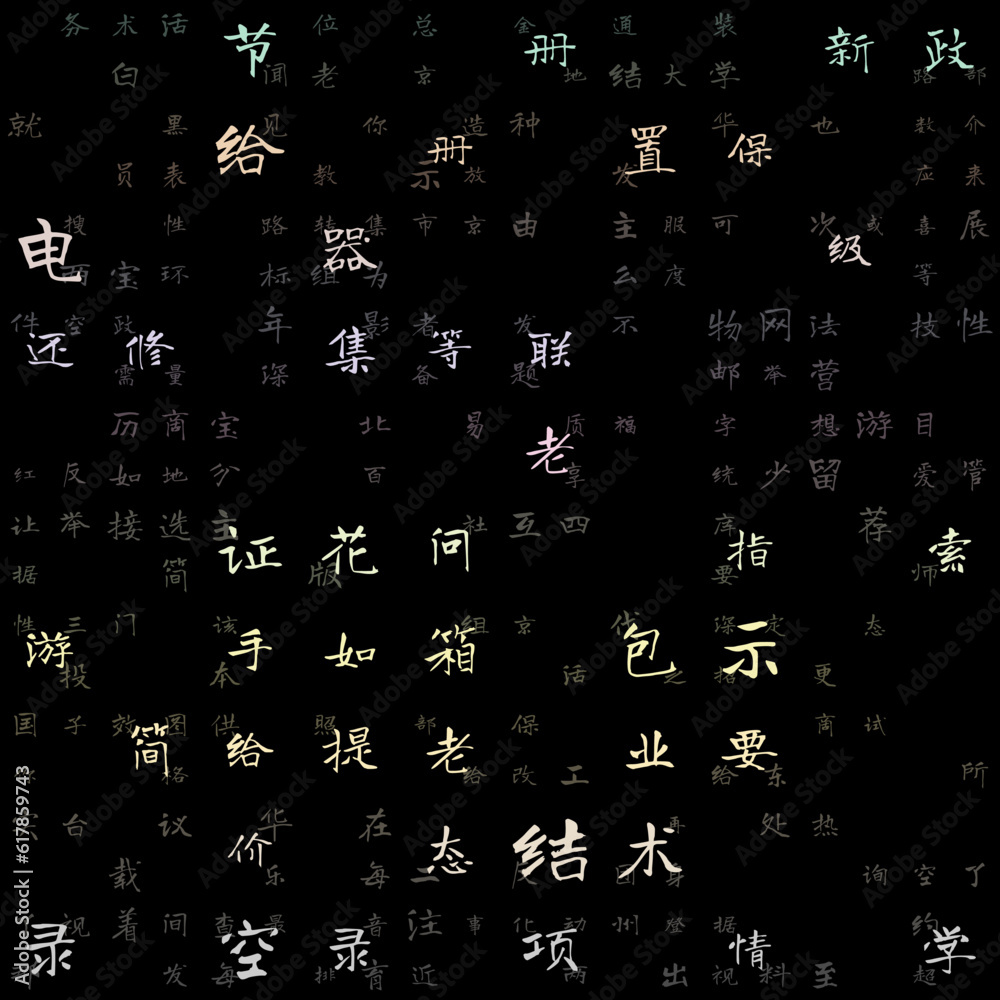 Fototapete digital letters cover. random chinese simplified alphabet letters. gradient matrix pattern. soft col