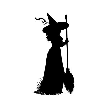 Witch silhouette halloween element clip art icon