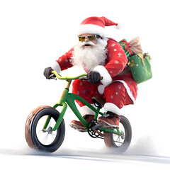 Santa riding bike