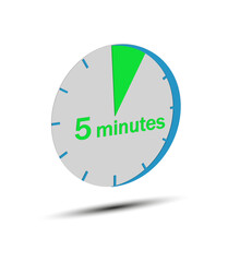 Dial scale with a value of 5 minutes, three-dimensional illustration