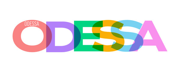 ODESSA. The name of the city on a white background. Vector design template for poster, postcard, banner