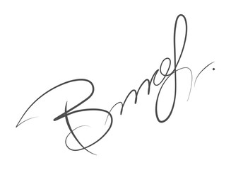 Abstract hand-drawn calligraphic autograph. Custom manual signature for documents