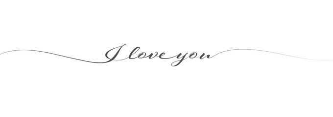 calligraphic inscription I LOVE YOU in one line - obrazy, fototapety, plakaty