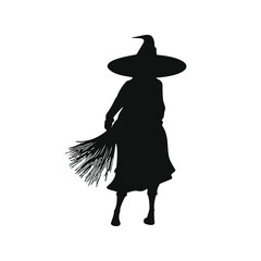 Witch silhouette halloween element clip art icon