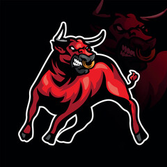 Fototapeta na wymiar Angry bull mascot animal