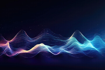 Abstract Waveform On Blue Background In Cyberspace Style. Generative AI