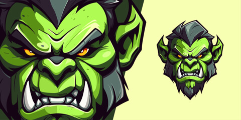 Green Orc Logo Mascot: Powerful Vector Graphic for Sports and E-Sports Teams