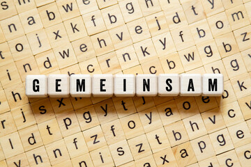 Gemeinsam - word concept together on german language,text