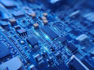 The macro photography of printed circuit board PCB. High technology theme wallpaper