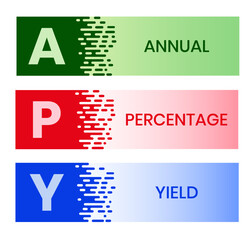 APY - Annual Percentage Yield acronym. business concept background. vector illustration  with keywords and icons. lettering illustration with icons for web banner, flyer, landing page