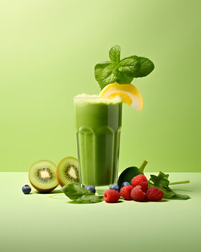A delicious healhy smoothie and fruits - Design food theme