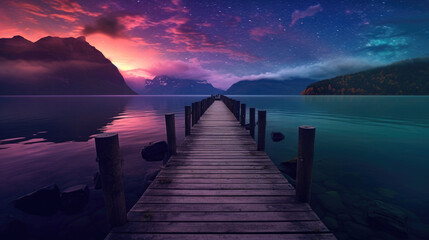 Fototapeta premium Tranquil, moonlit seascape. Generative AI