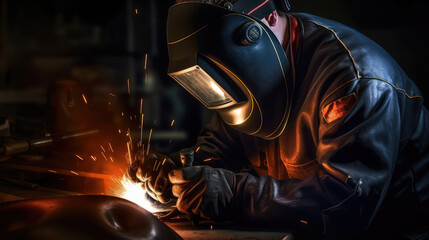 Close-up of a man welding
